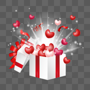 打开红色华丽的爱心盒子情人节图片