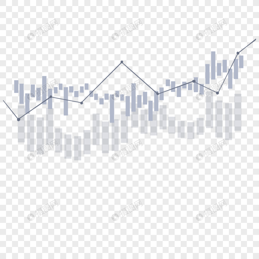 股票k线图上升趋势商业投资灰色蜡烛图图片