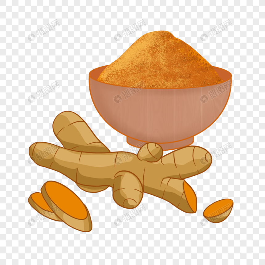 姜黄香料咖喱粉调味料碗装黄色图片