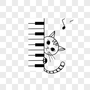 侧趴钢琴白色小猫图片