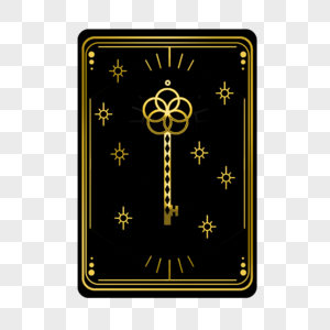 神秘皇冠钥匙手绘塔罗牌高清图片