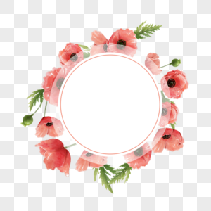 水彩花卉圆形创意边框图片