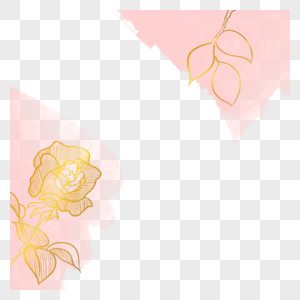 粉色底纹可爱花朵水彩金边花卉图片