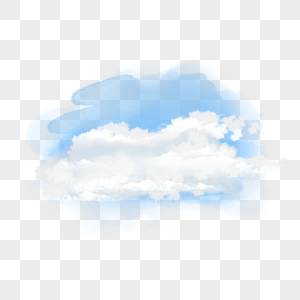 水彩蓝色天空与白色的云朵图片
