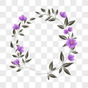 紫色可爱水彩风格婚礼花卉花环图片