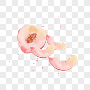 水彩夏季水果切开的桃子图片