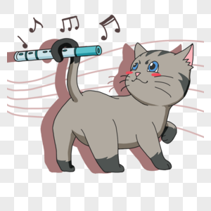 音乐可爱猫咪玩笛子图片