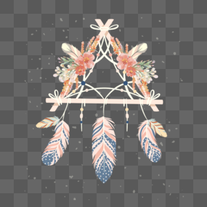 三角形水彩花卉捕梦网装饰高清图片素材