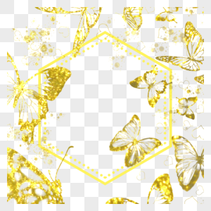 多边形金色蝴蝶边框图片