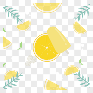 清新的切开黄色柠檬抽象植物边框图片