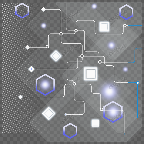 六边形线路光效科技商务边框图片