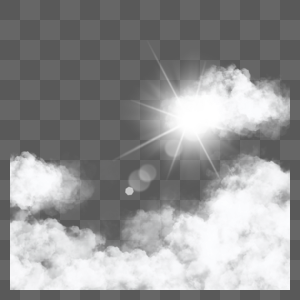 太阳光效云朵边框图片