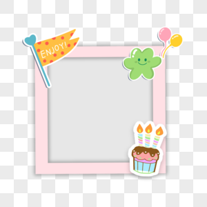 卡通生日蛋糕小蜡烛边框可爱高清图片素材