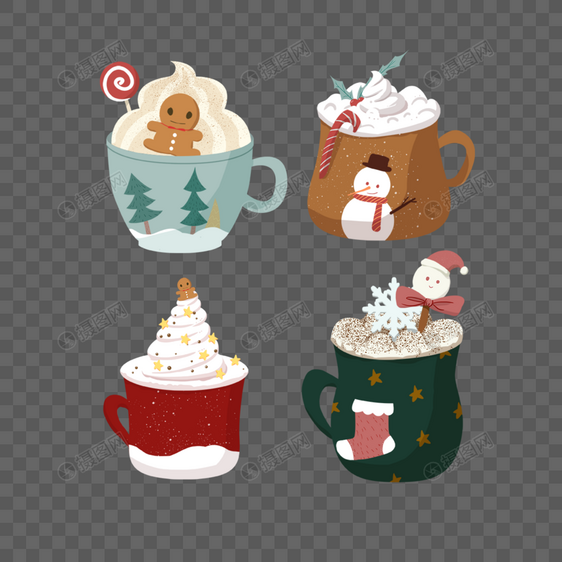圣诞可爱咖啡奶油热饮图片