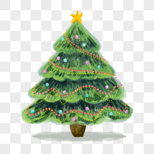 圣诞节圣诞树水彩户外节日装饰图片