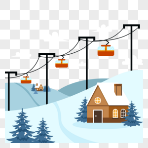 冬季滑雪场景缆车观光图片