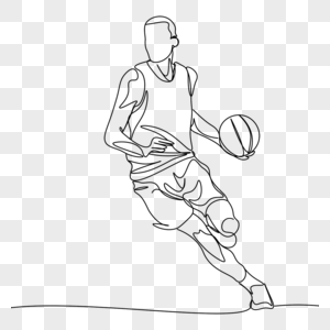 连续线条画男生篮球运动员图片