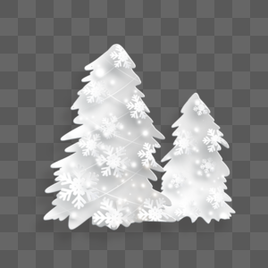 白雪花纹可爱圣诞树剪纸图片
