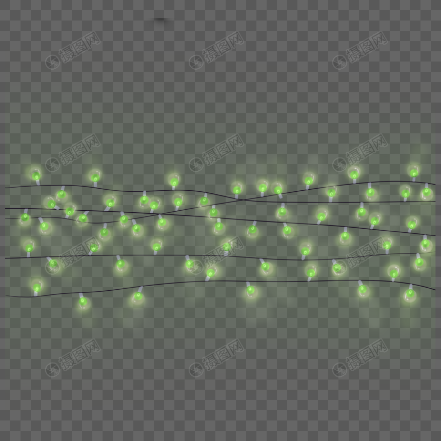 简洁绿色小灯泡灯串节日装饰图片