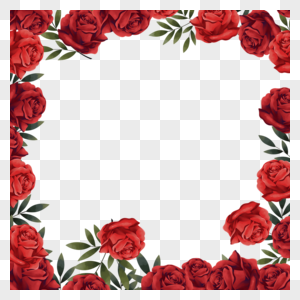 复古水彩红色花卉婚礼植物边框图片
