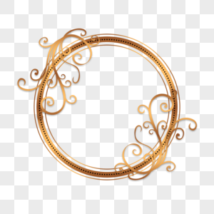 金色花纹婚礼圆形边框图片