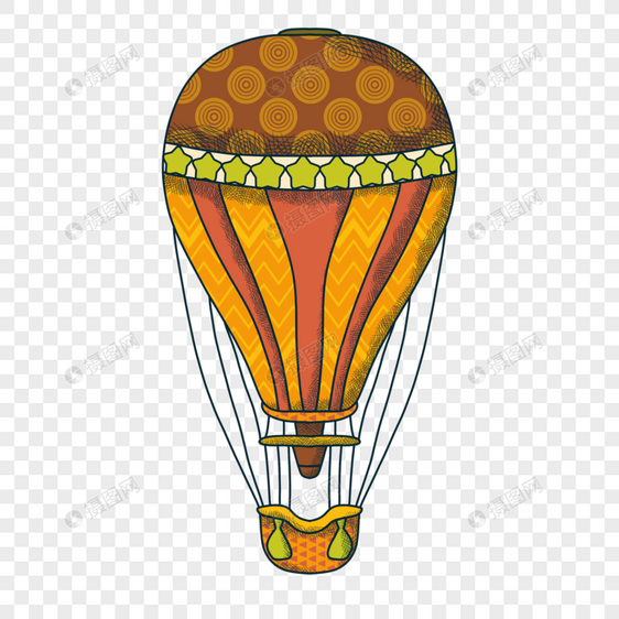 复古热气球橙色的飞行工具图片