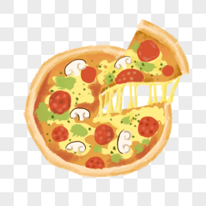披萨水彩食物图片