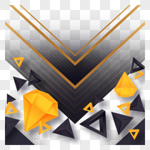 黑色三角体金色钻石商务抽象几何边框图片