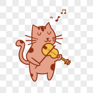 可爱的粉色拉小提琴猫音乐家高清图片