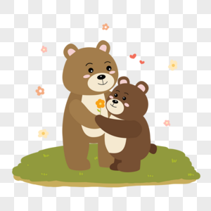 棕熊送花给母亲动物母亲节高清图片