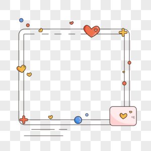 可爱卡通简洁风格正方形笔记本爱心工作边框图片