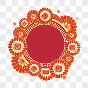 红色花朵春节圆形边框图片