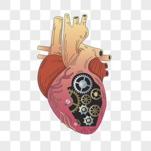 心脏齿轮复古蒸汽朋克插画图片
