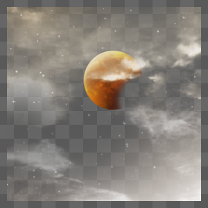 月食橙色月光云朵背景图片