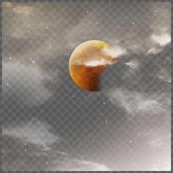 月食橙色月光云朵背景图片