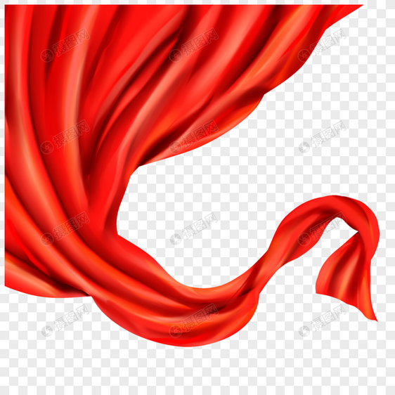 丝绸缎面布料抽象旋转飞舞的红锦缎图片