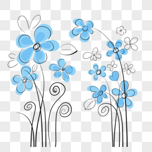 花卉植物抽象蓝色花瓣线稿高清图片