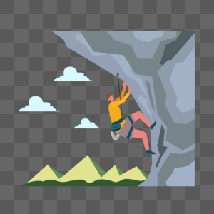 爬山运动概念插画攀爬岩石峭壁的男子图片