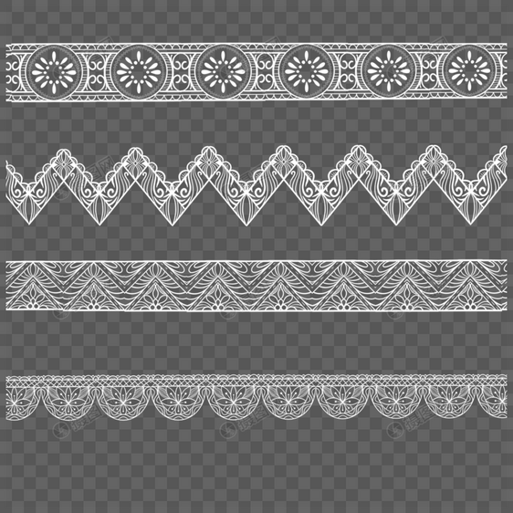 白色蕾丝复古几何形状花边装饰系列图片