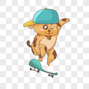 可爱卡通运动滑板动物小狗图片