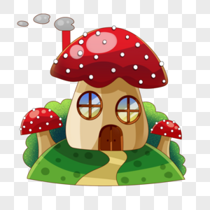 卡通童话可爱红色蘑菇房图片