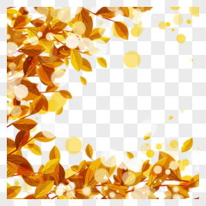 秋季光效金色树叶边框季节图片