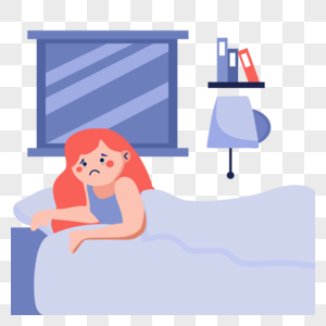 忧愁星期一插画床上的红发女孩图片
