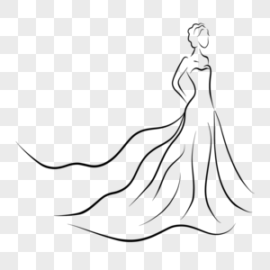 抽象线条婚纱礼服飘起长裙新娘图片