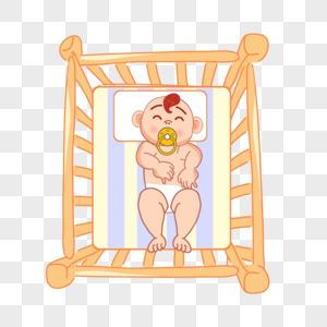 卡通婴儿睡觉小床里的宝宝图片