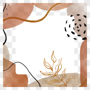 金色手绘叶子孟菲斯抽象边框图片