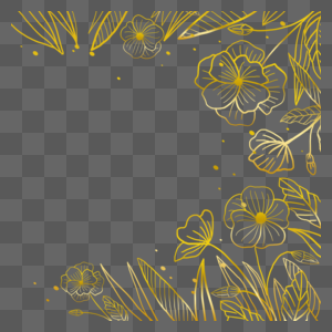 线描的金色花卉边框图片