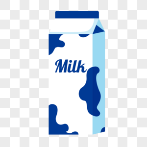 蓝白图案纸盒包装牛奶高清图片