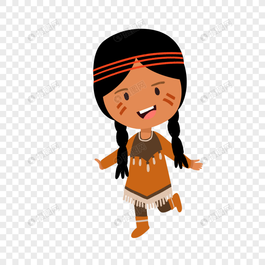 美洲印第安人原住民开心女孩民族服饰图片