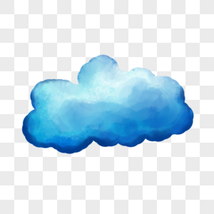 深蓝色晕染云朵天气水彩可爱剪贴画图片